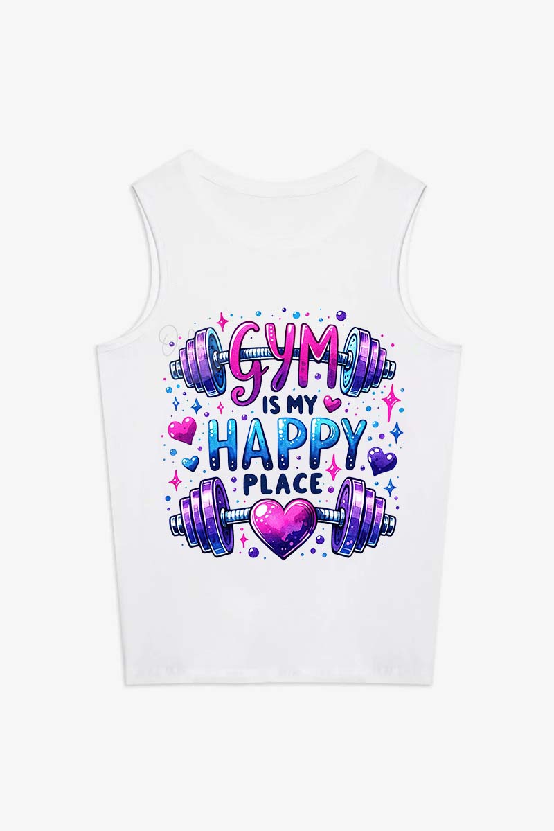 Gym is My Happy Place Printed Women's Vest-traneing
