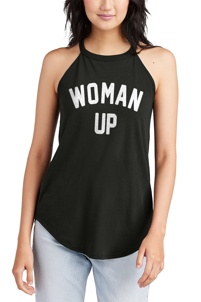 Woman Up Printed Women's Yoga Tank Tops Image - 3