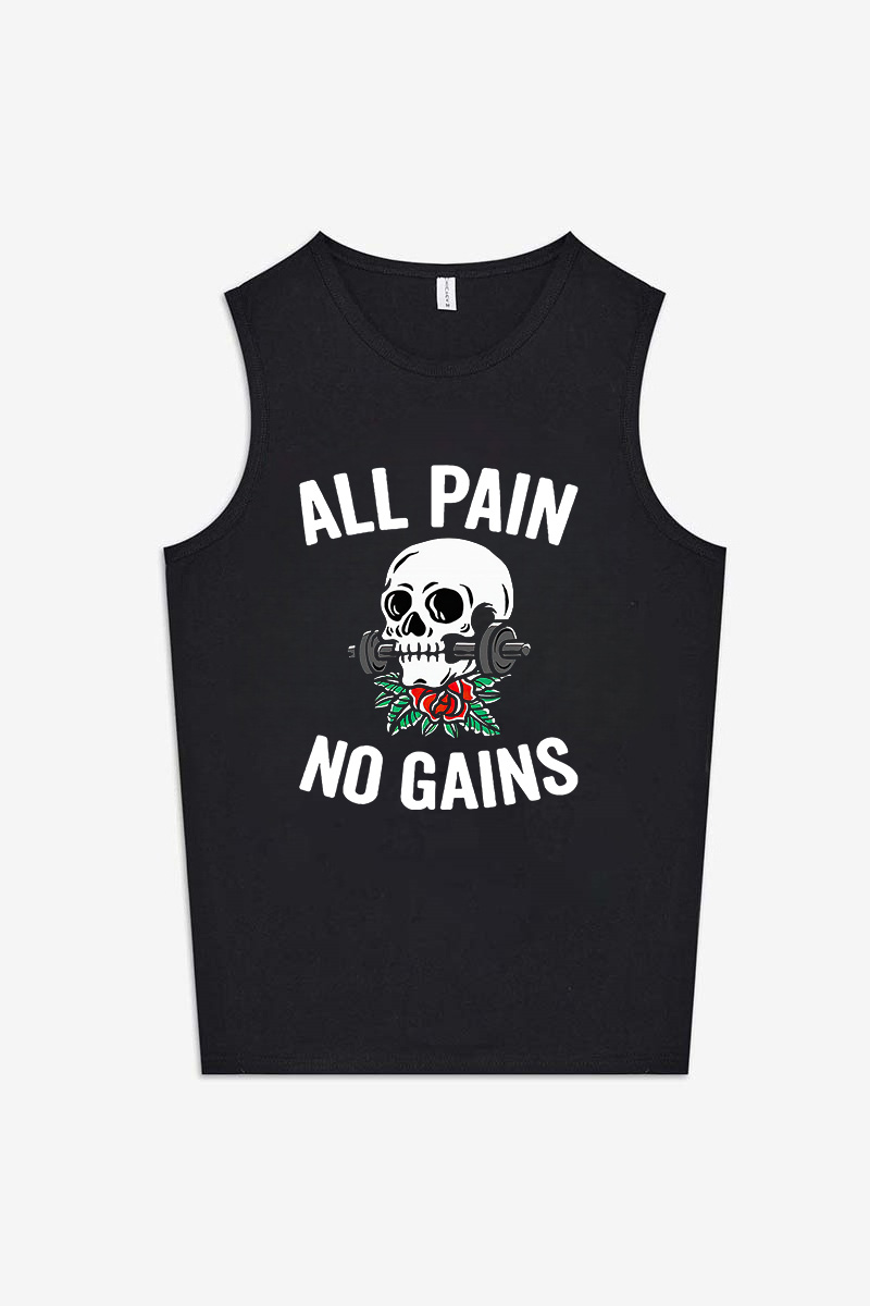 All Pain No Gains Printed Women's Vest-traneing