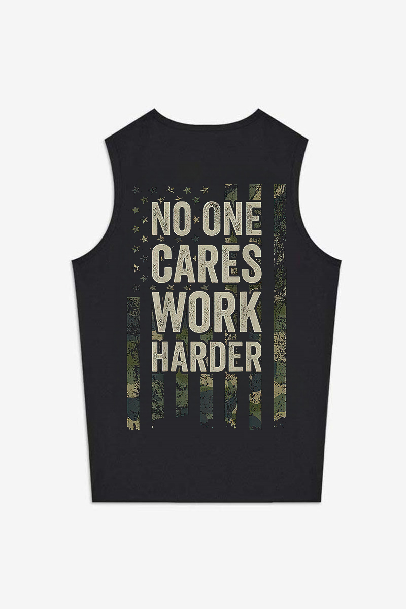 No One Cares Work Harder Flag Printed Women's Vest-traneing