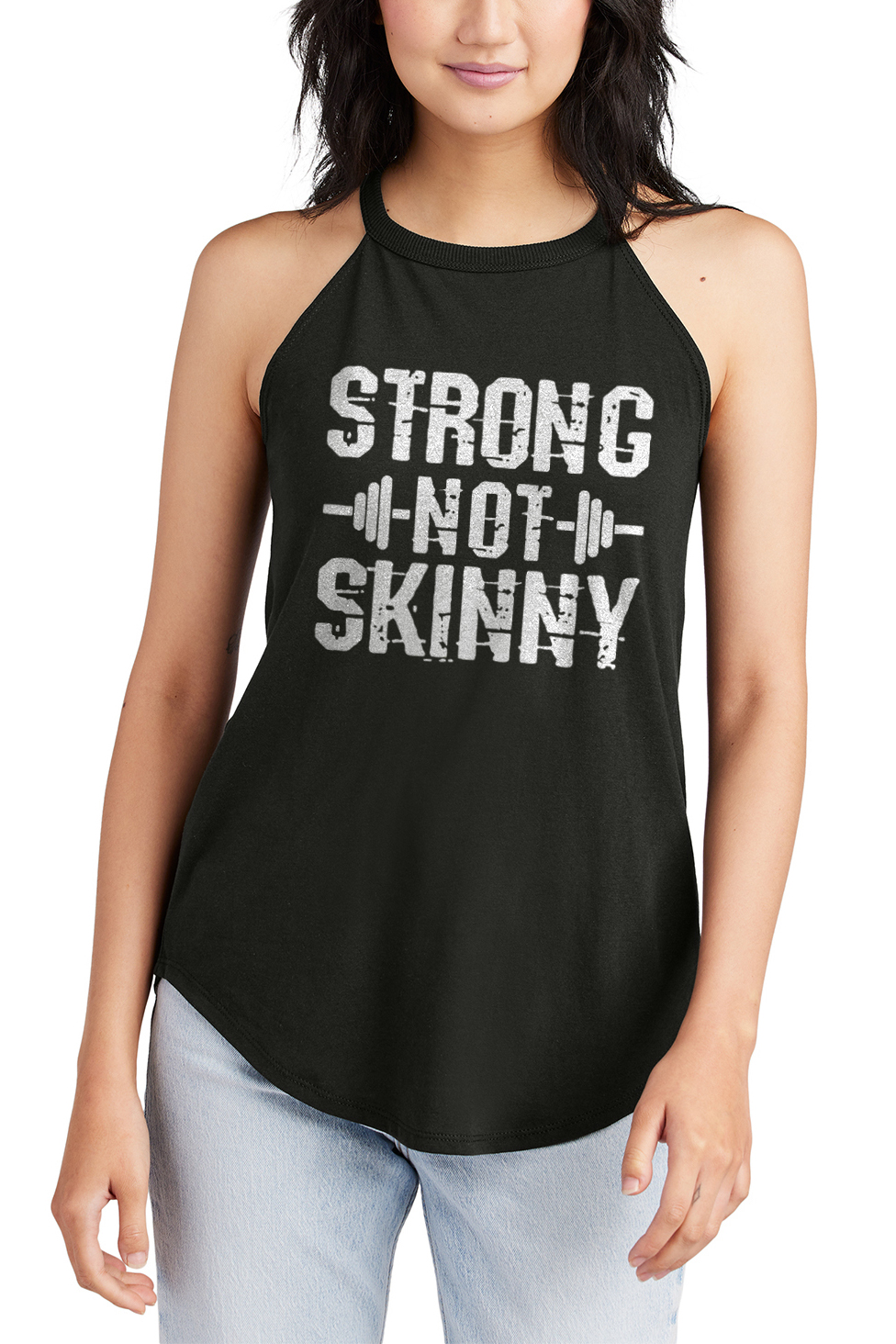 Strong Not Skinny Printed Women's Yoga Tank Tops-traneing
