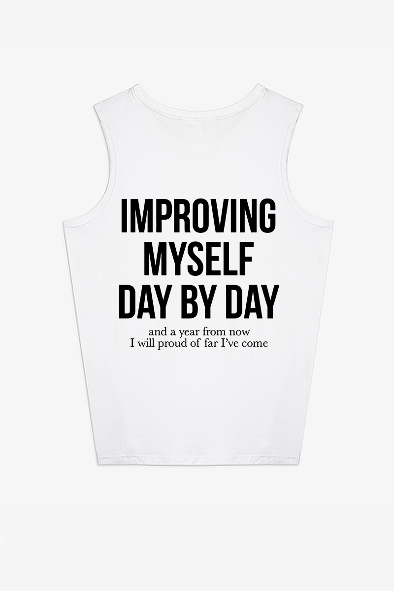 Improving Myself Day By Day Printed Women's Vest-traneing