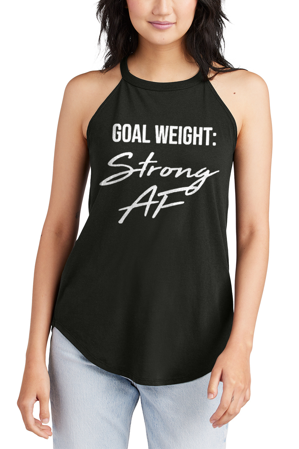 Goal Weight: Strong Af Printed Women's Yoga Tank Tops-traneing