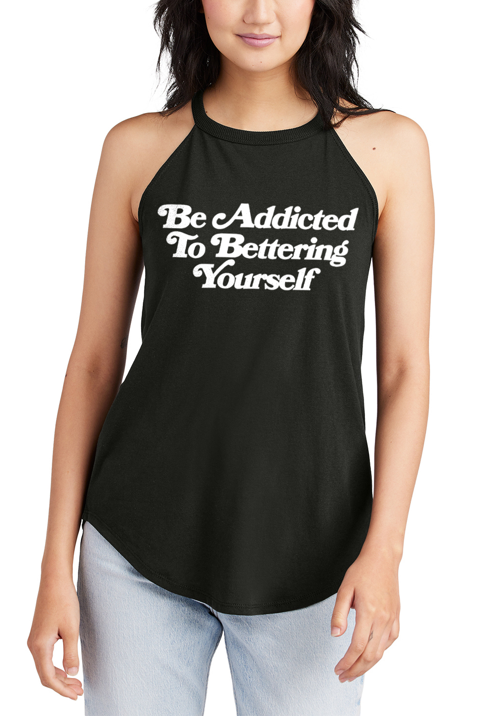 Be Addicted To Bettering Yourself Printed Women's Yoga Tank Tops-traneing
