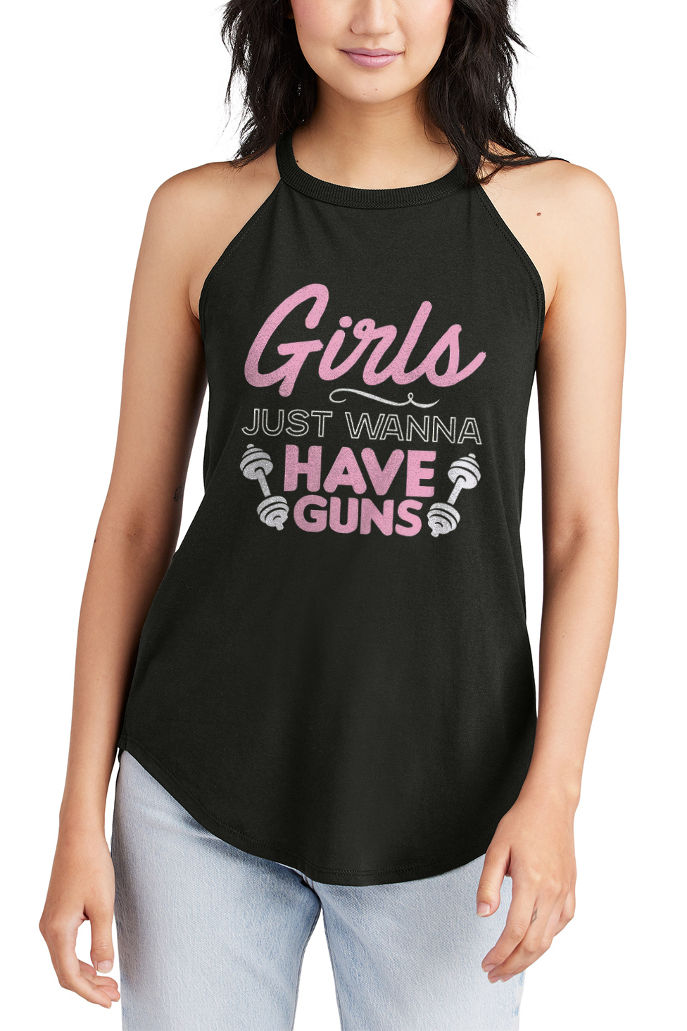 Girls Just Wanna Have Guns Printed Women's Yoga Tank Tops-traneing