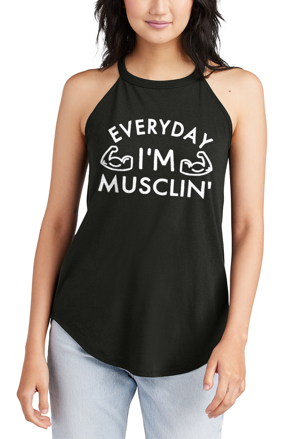 Everyday I'm Musclin' Printed Women's Yoga Tank Tops-traneing