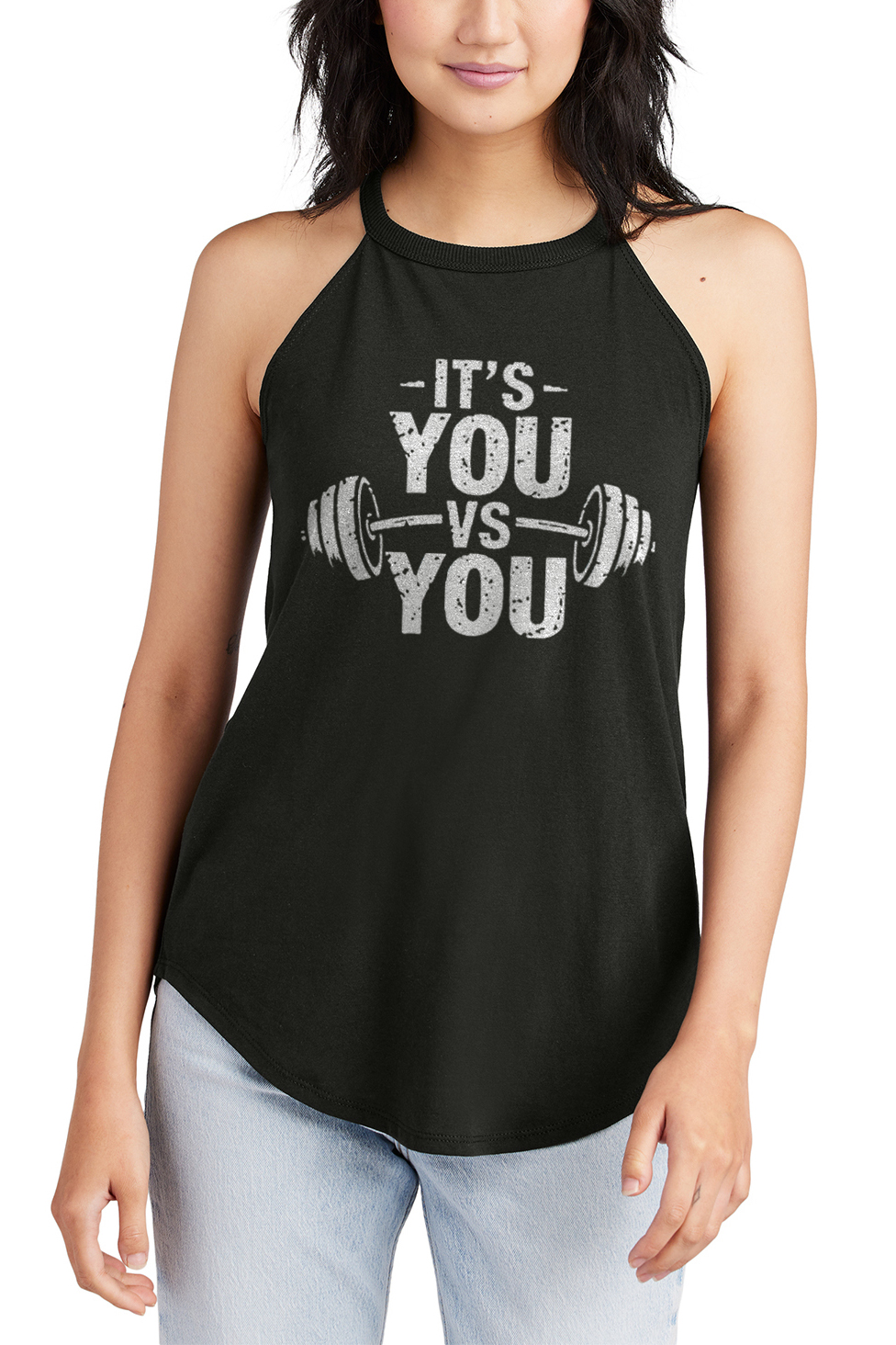 It's You Vs You Printed Women's Yoga Tank Tops Image - 5