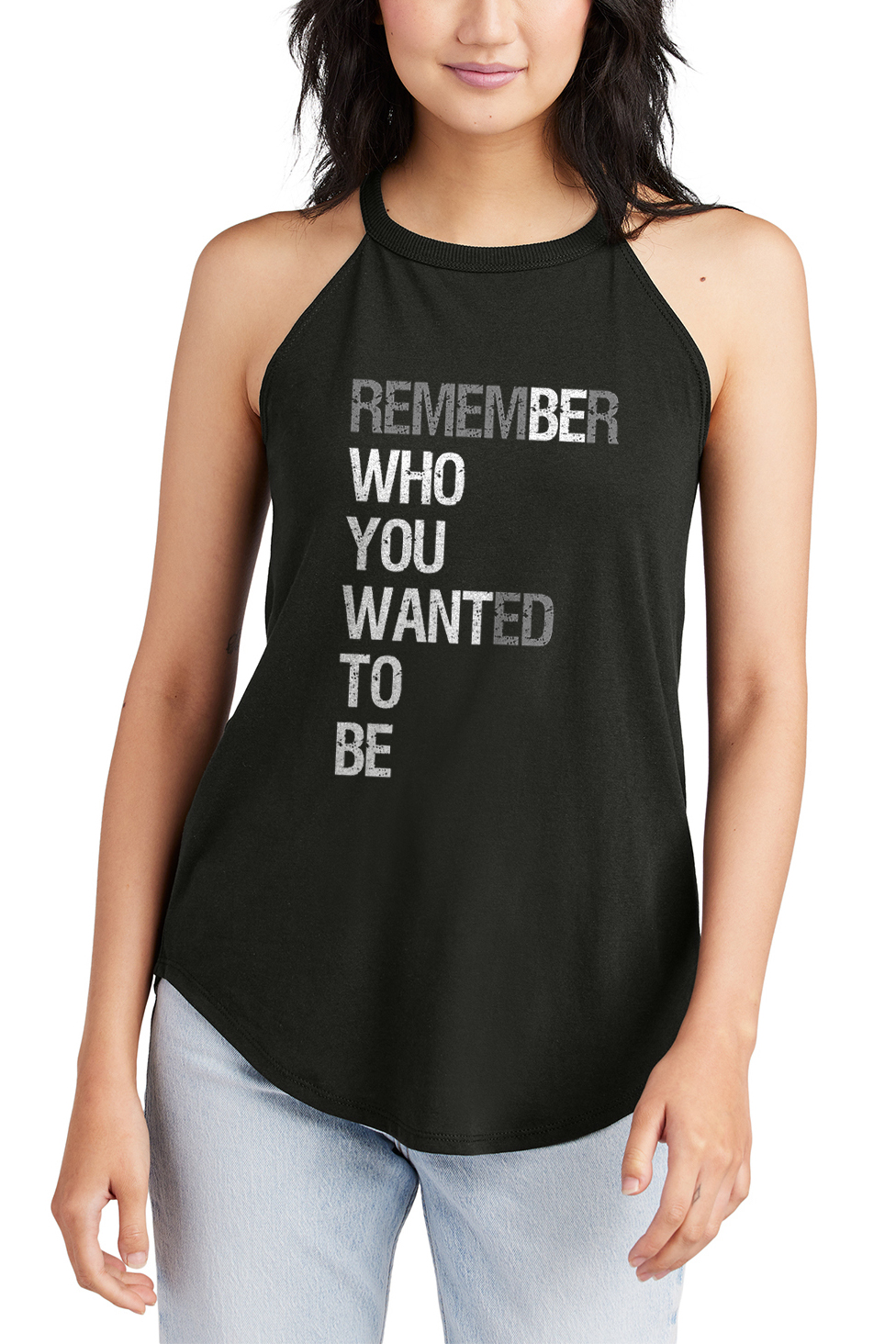 Remember Who You Wanted To Be Printed Women's Yoga Tank Tops-traneing