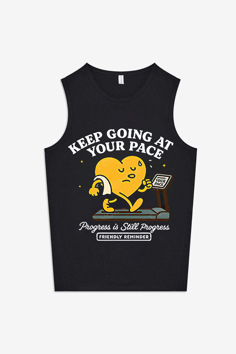 Keep Going At Your Pace Printed Women's Vest-traneing