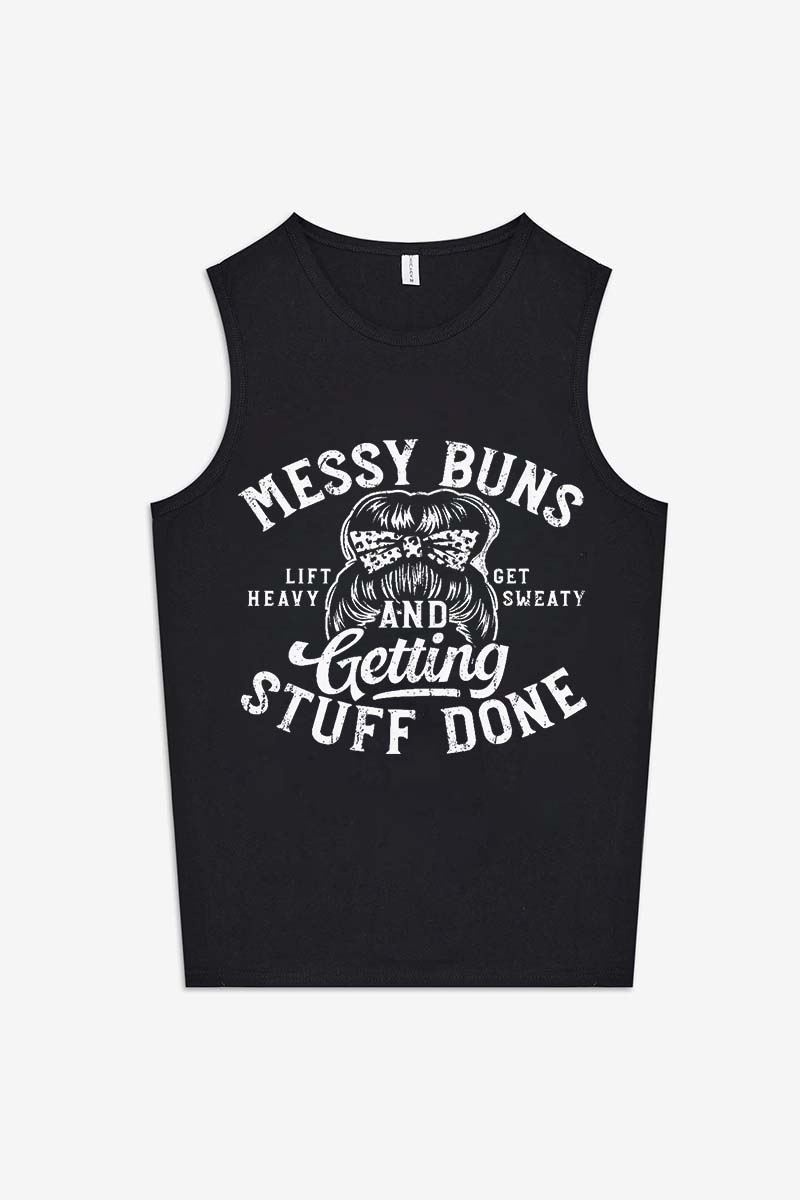 Messy Bun And Getting Stuff Done Printed Women's Vest-traneing