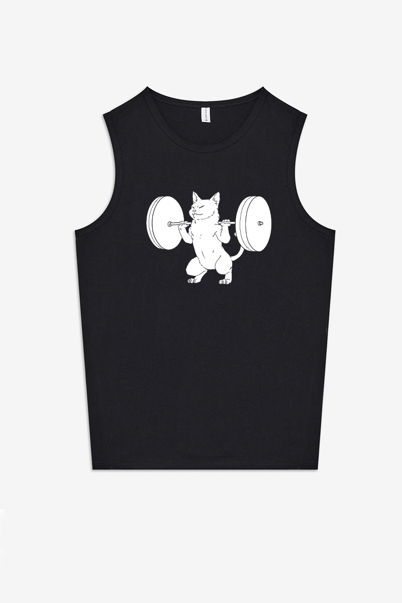Cat Deadlift Funny Printed Women's Vest-traneing