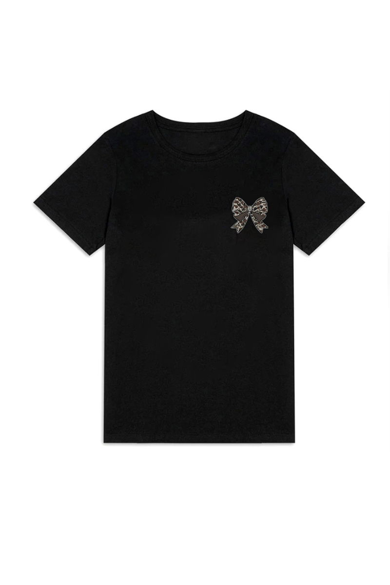 Camo Bow Print Women's T-shirts-traneing