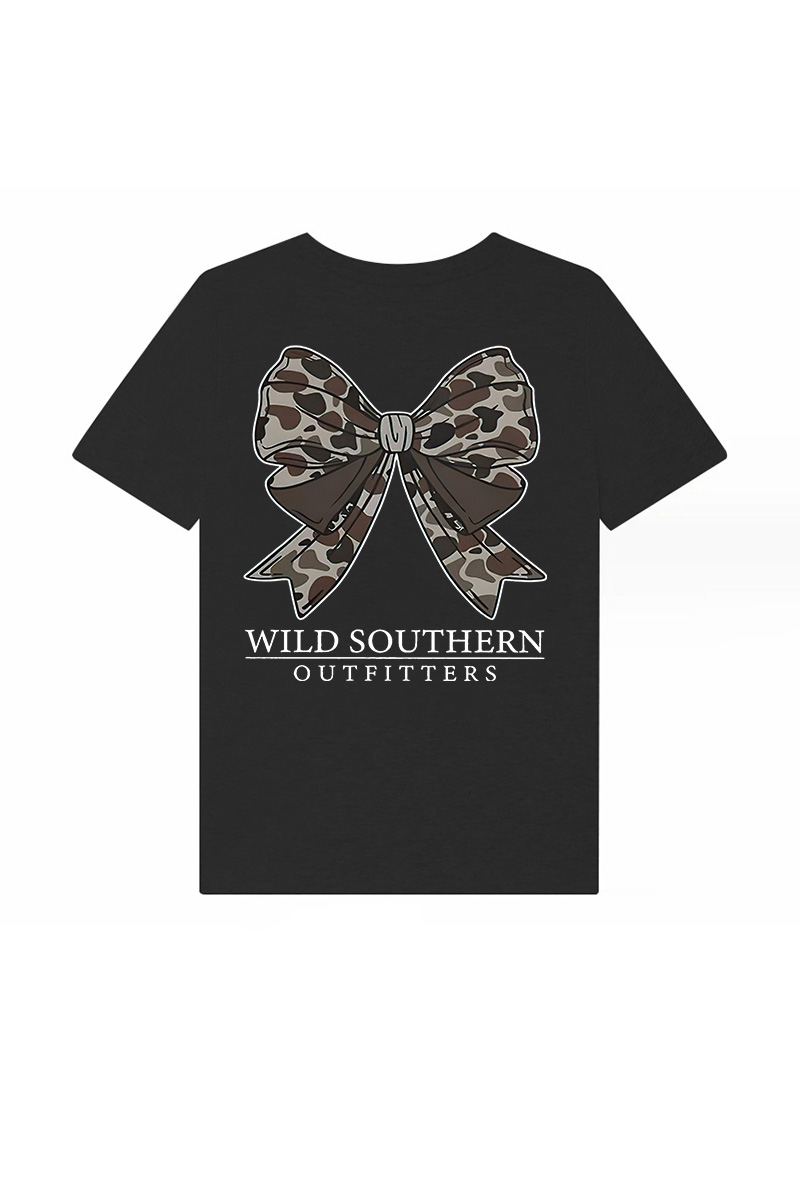 Camo Bow Print Women's T-shirts-traneing