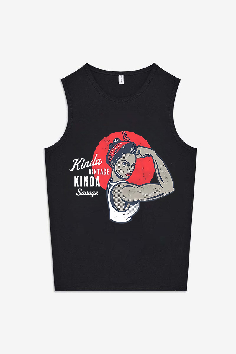 Kinda Vintage Kinda Savage Printed Women's Vest-traneing