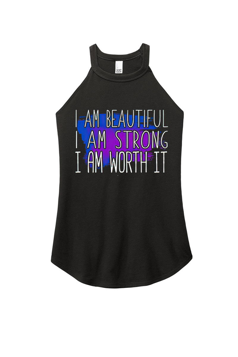 I Am Beautiful I Am Strong I Am Worth It Printed Women's Yoga Tank Tops-traneing