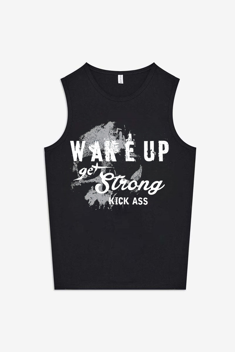Wake up Get Strong Kick Ass Printed Women's Vest-traneing