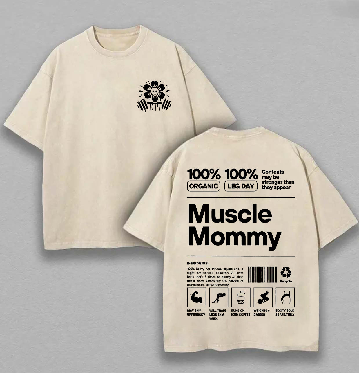 Muscle Mommy Printed Unisex Washed T-Shirt-traneing