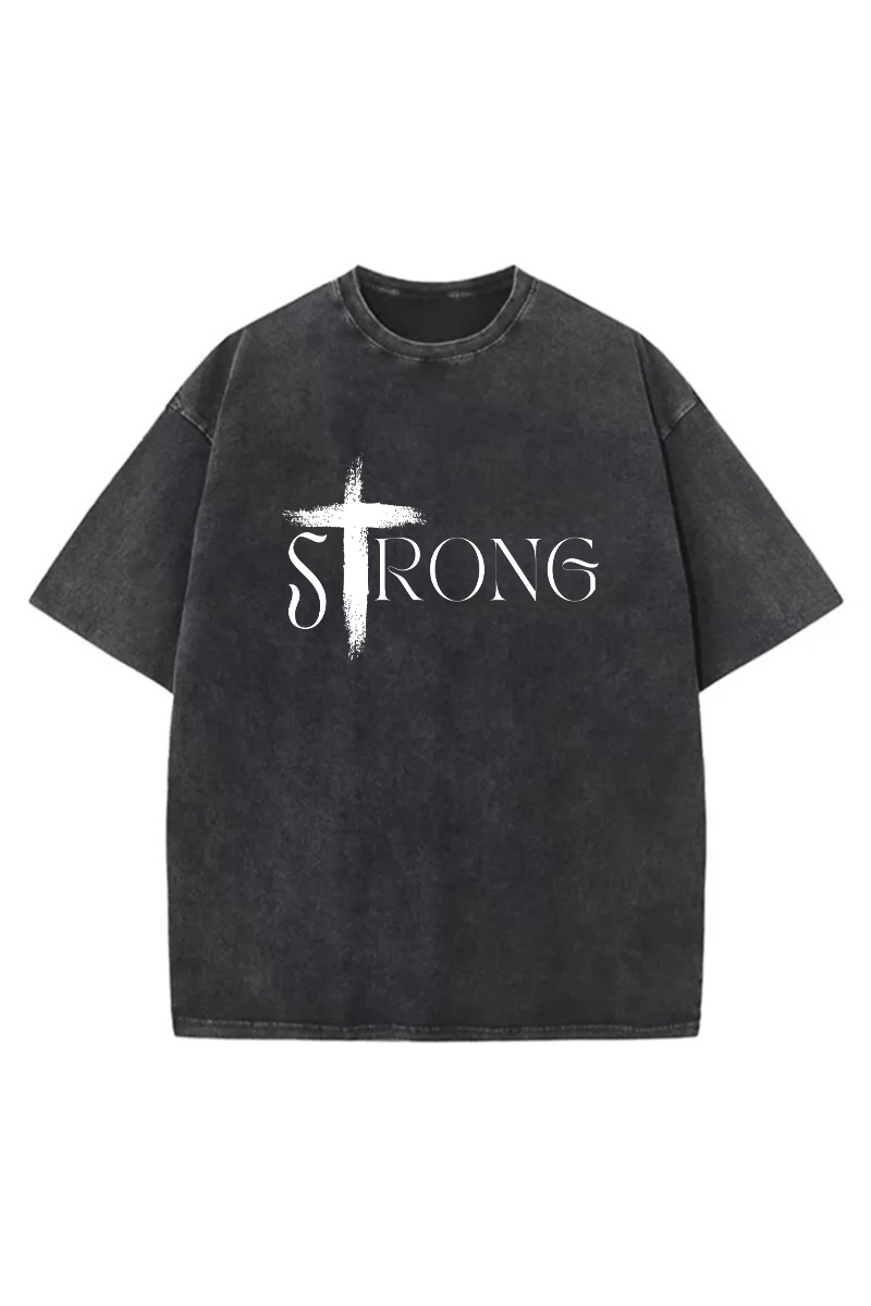 Vintage Strong Printed Unisex Washed T-Shirt-traneing