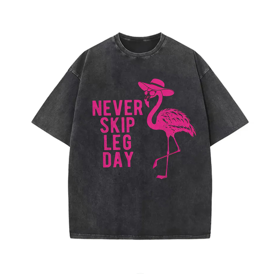 Never Skip Leg Day Printed Unisex Washed T-Shirt-traneing