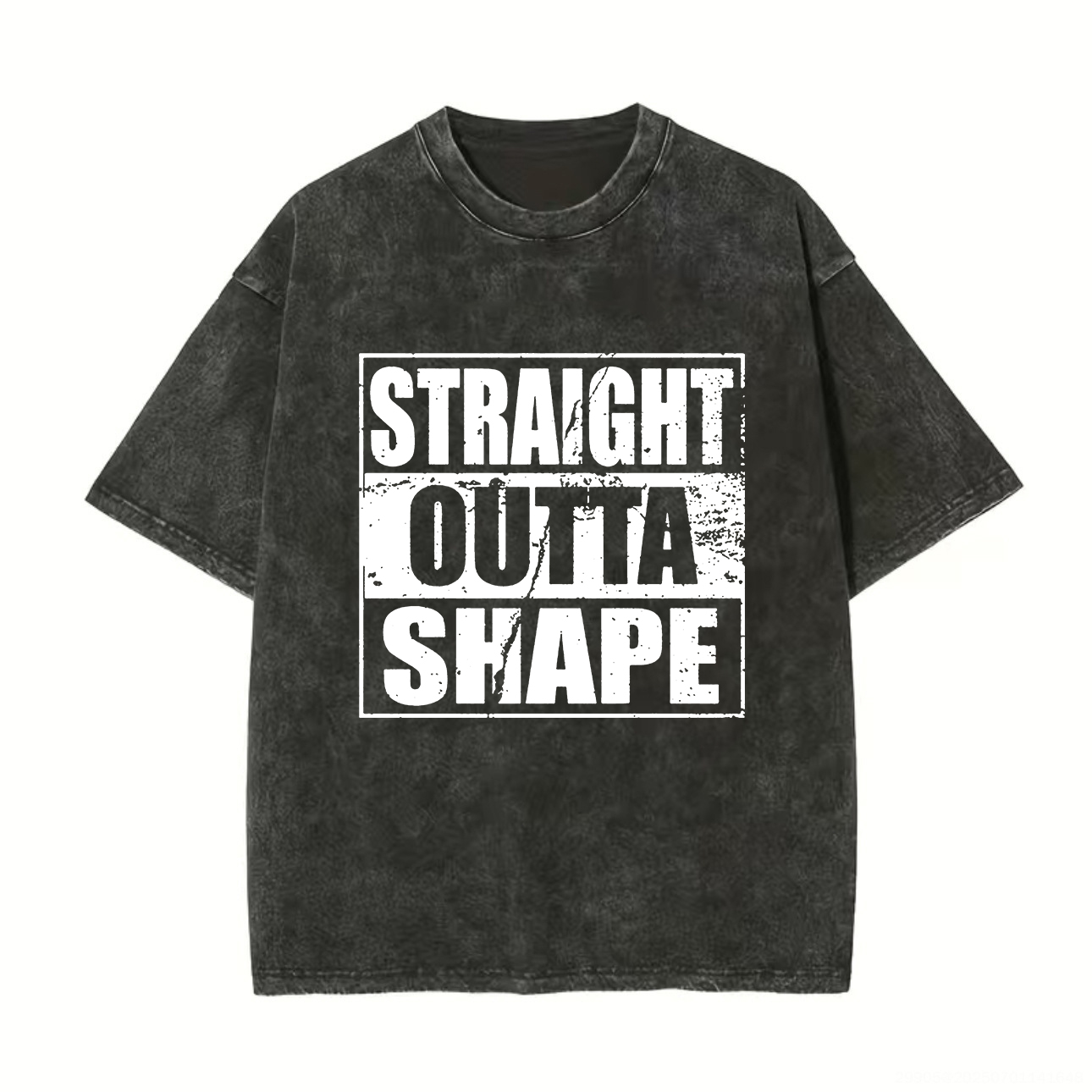 Striaght Outta Shape Printed Unisex Washed T-Shirt-traneing