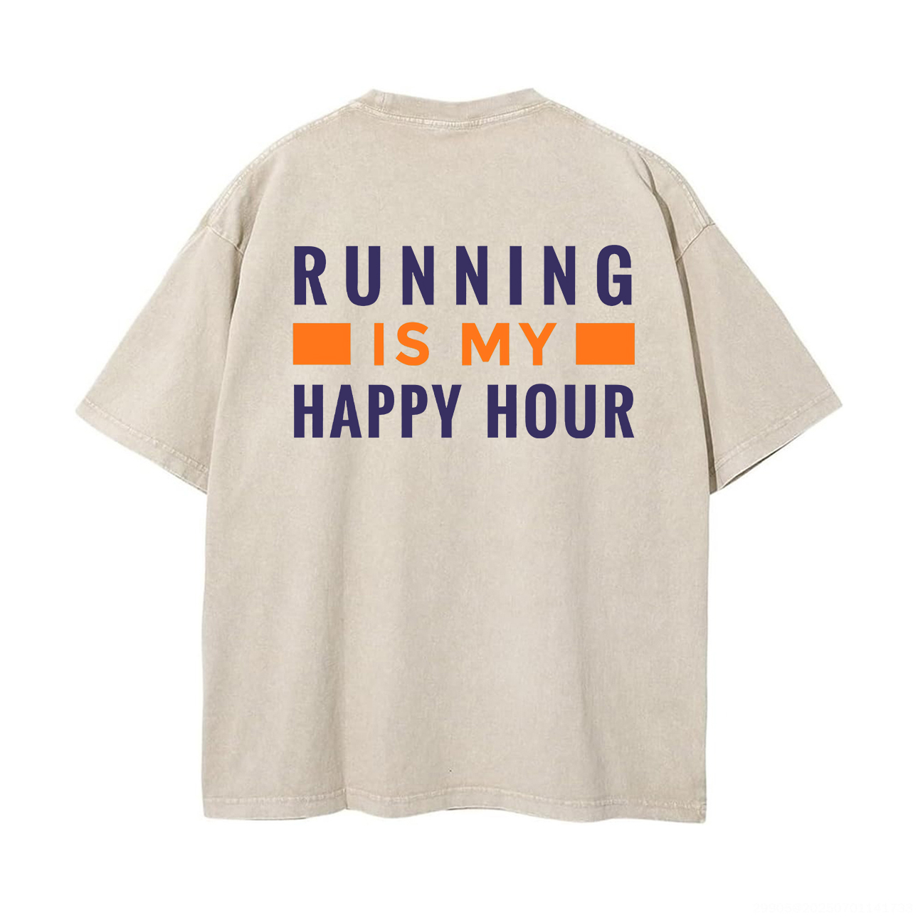 Running Is My Happy Hour Printed Unisex Washed T-Shirt-traneing