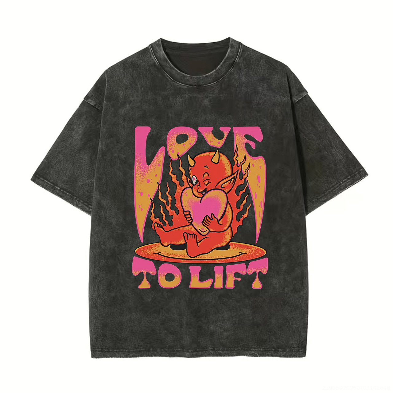 Love To Lift Printed Unisex Washed T-Shirt-traneing