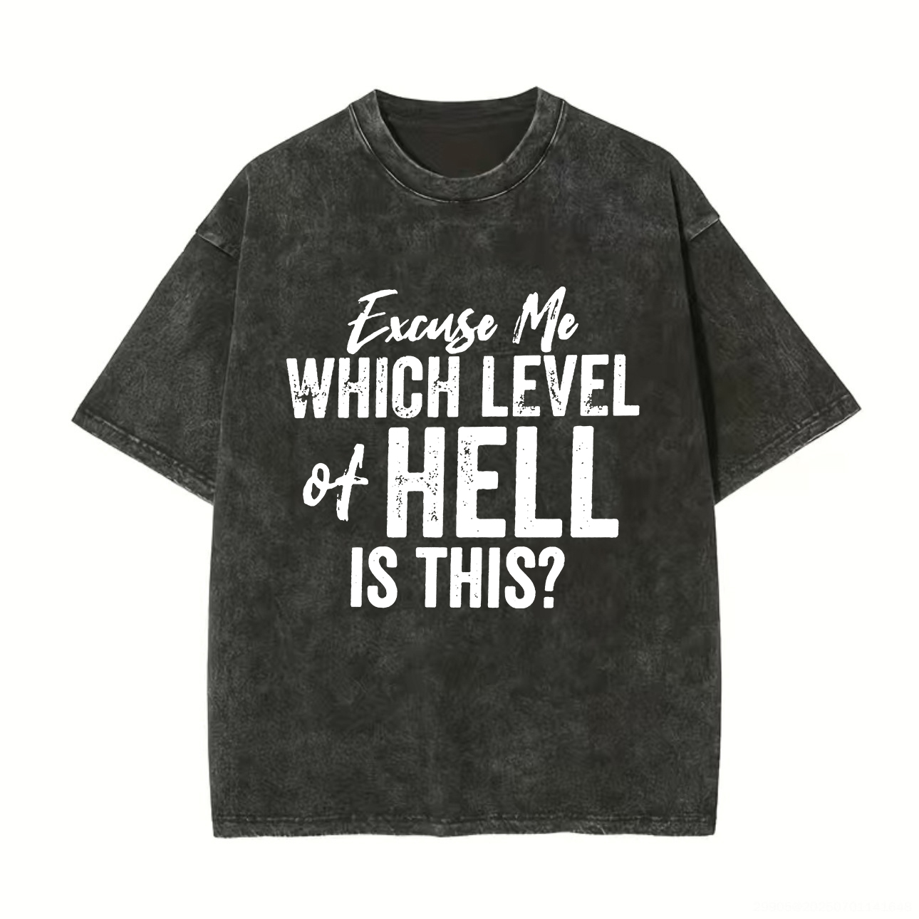 Excuse Me Which Level of Hell Is This? Printed Unisex Washed T-Shirt-traneing