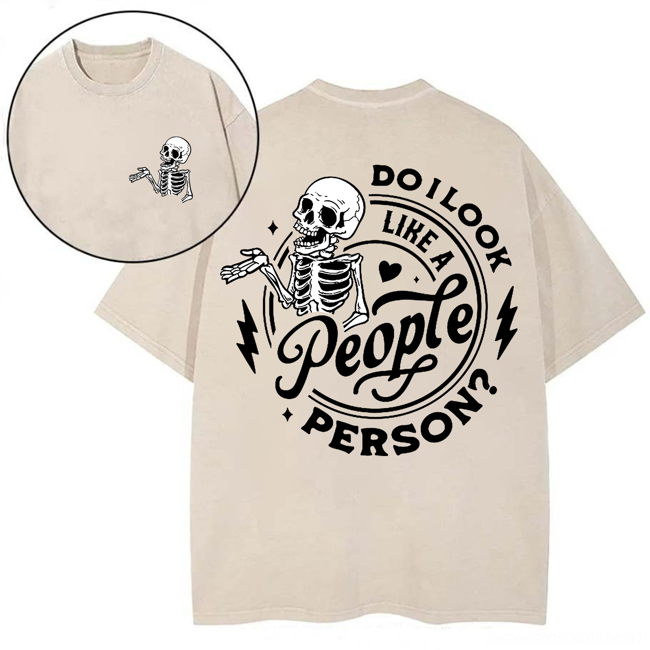 Do I Look Like A People Person? Printed Unisex Washed T-Shirt-traneing