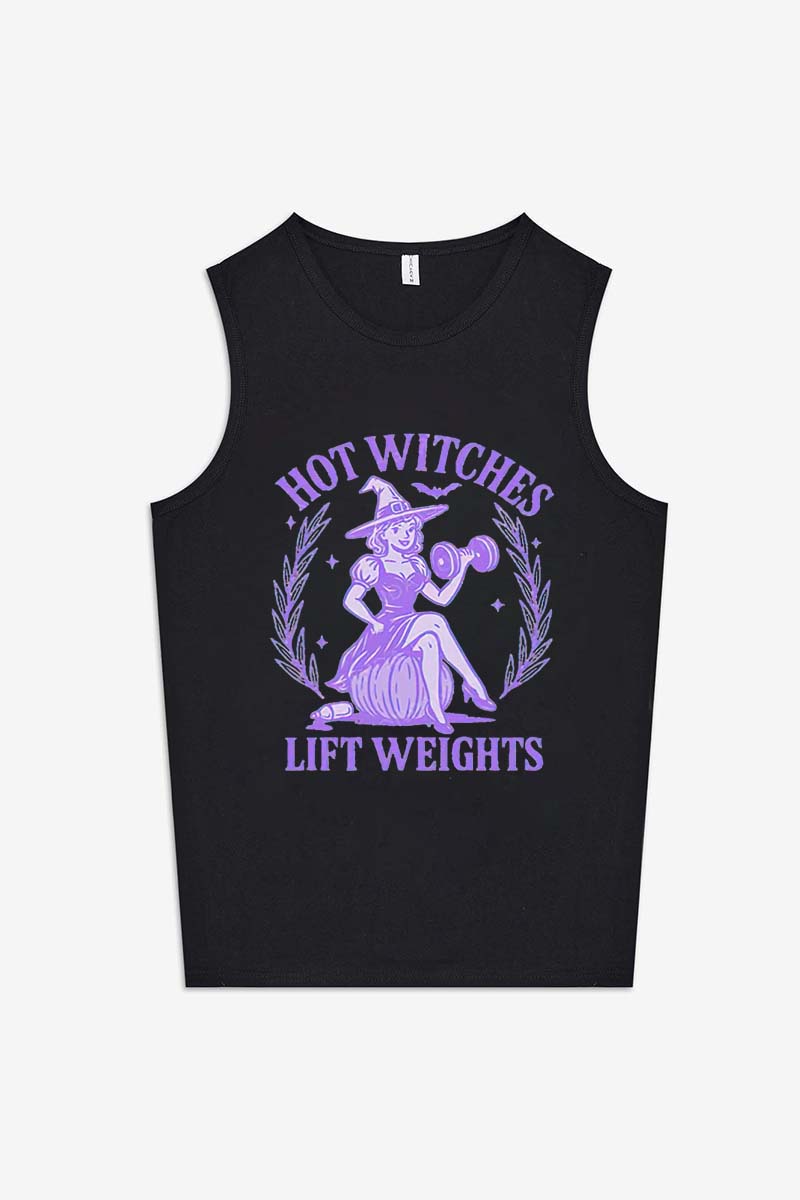 Hot Witches Lift Weights Printed Women's Vest-traneing