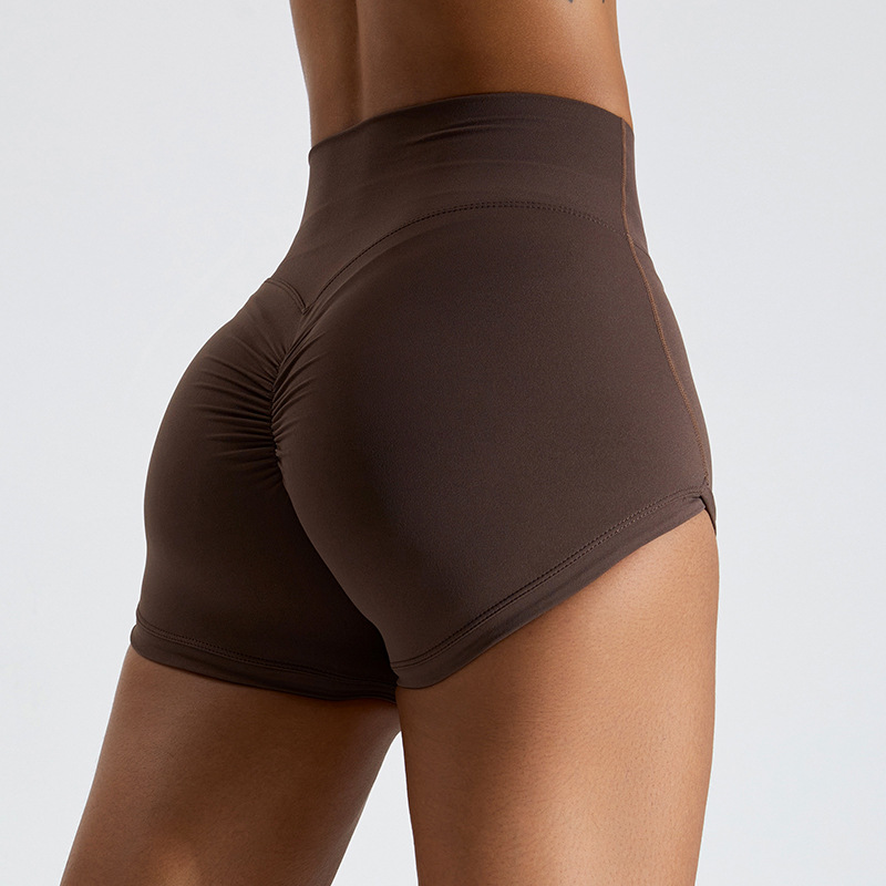 Peach Butt Pleated Fitness Yoga Shorts-traneing