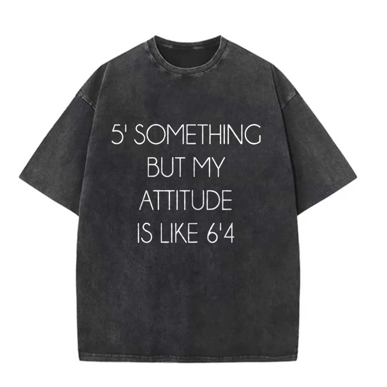 5' Something But My Attitude Is Like 6'4 Printed Unisex Washed T-Shirt-traneing