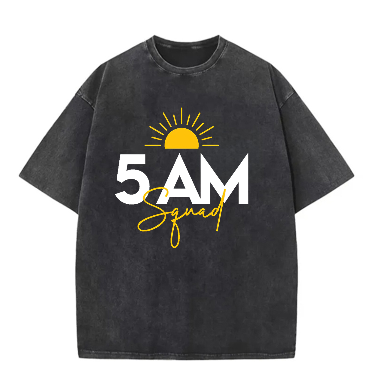 5AM Squad Printed Unisex Washed T-Shirt-traneing