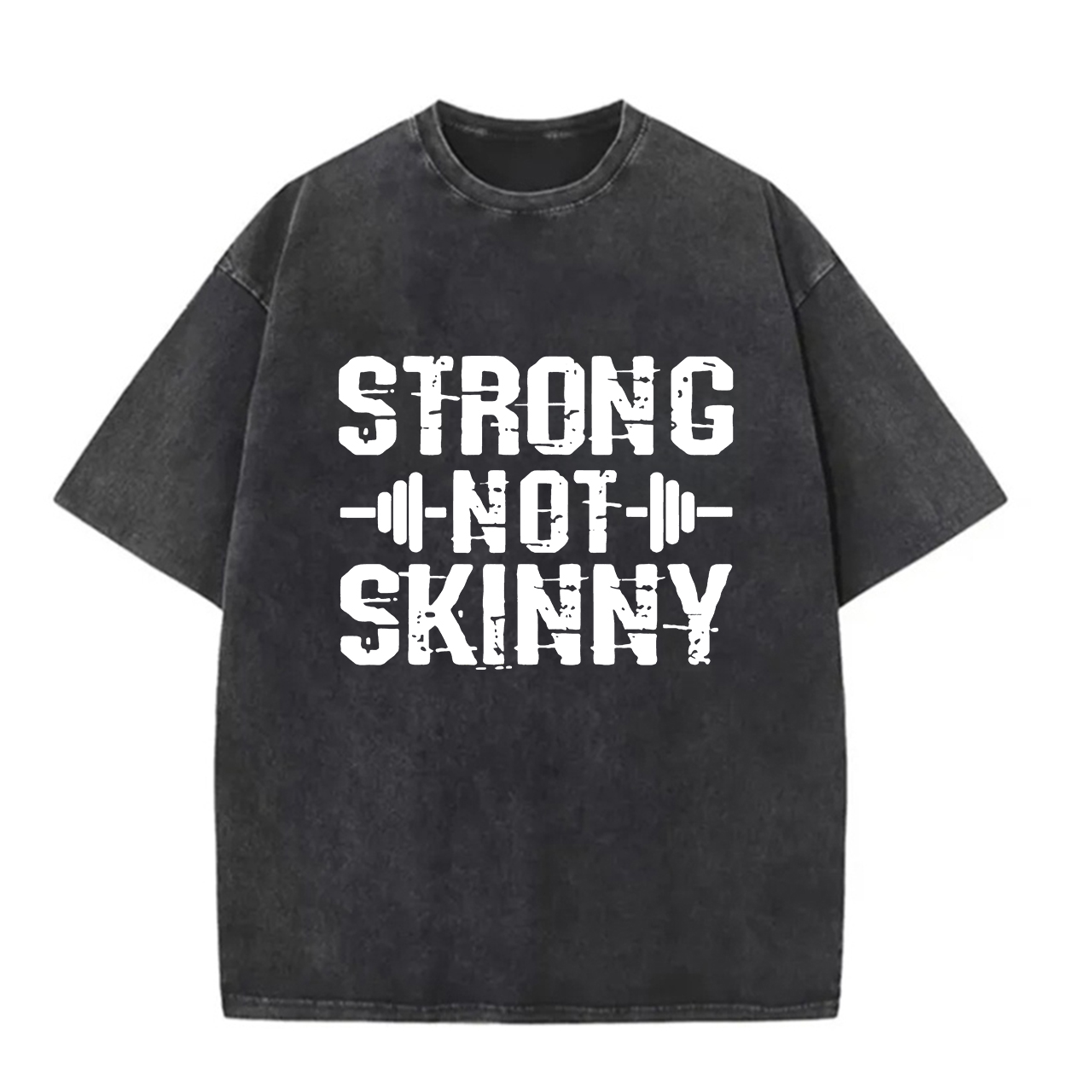 Strong Not Skinny Printed Unisex Washed T-Shirt-traneing