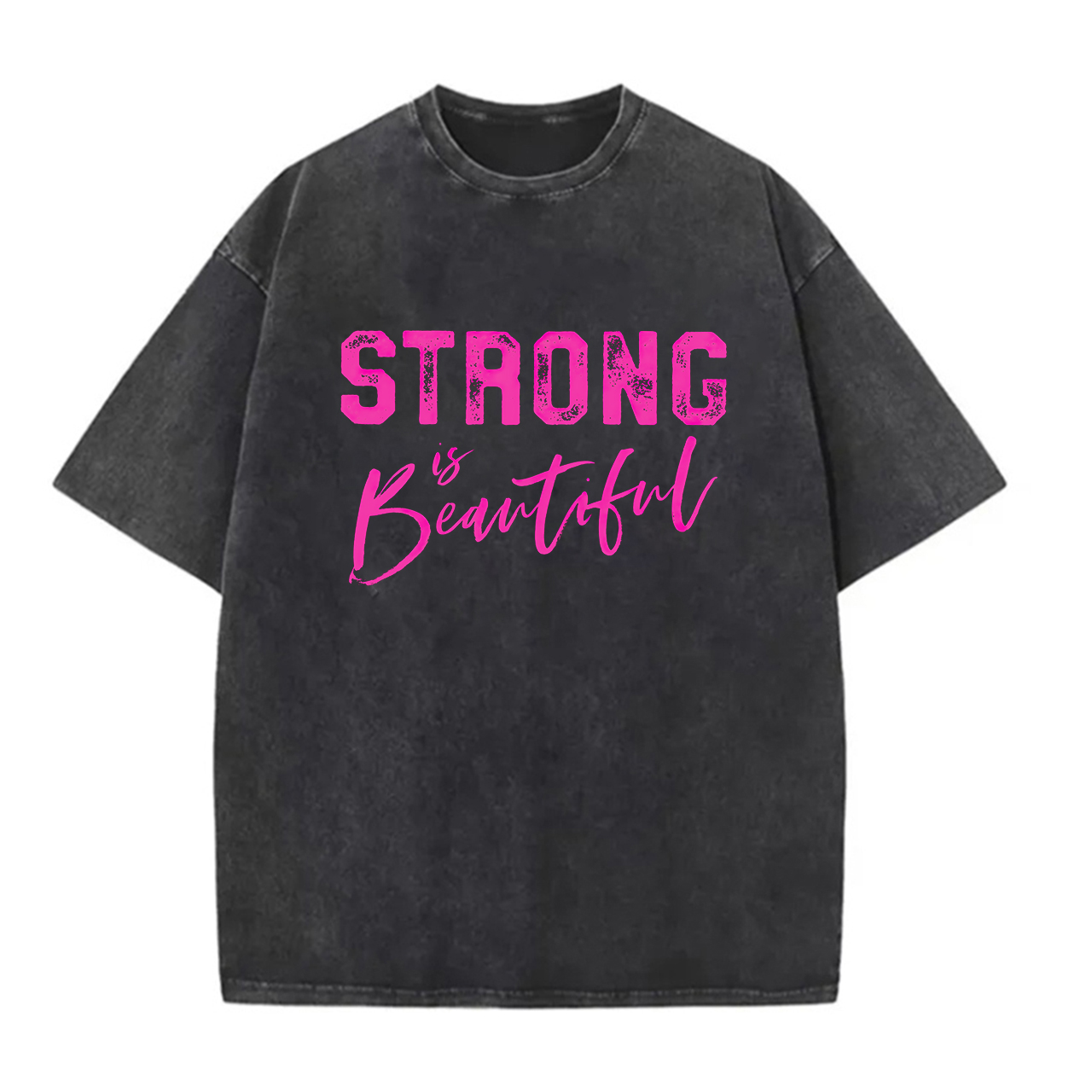 Strong Is Beautiful Printed Unisex Washed T-Shirt-traneing