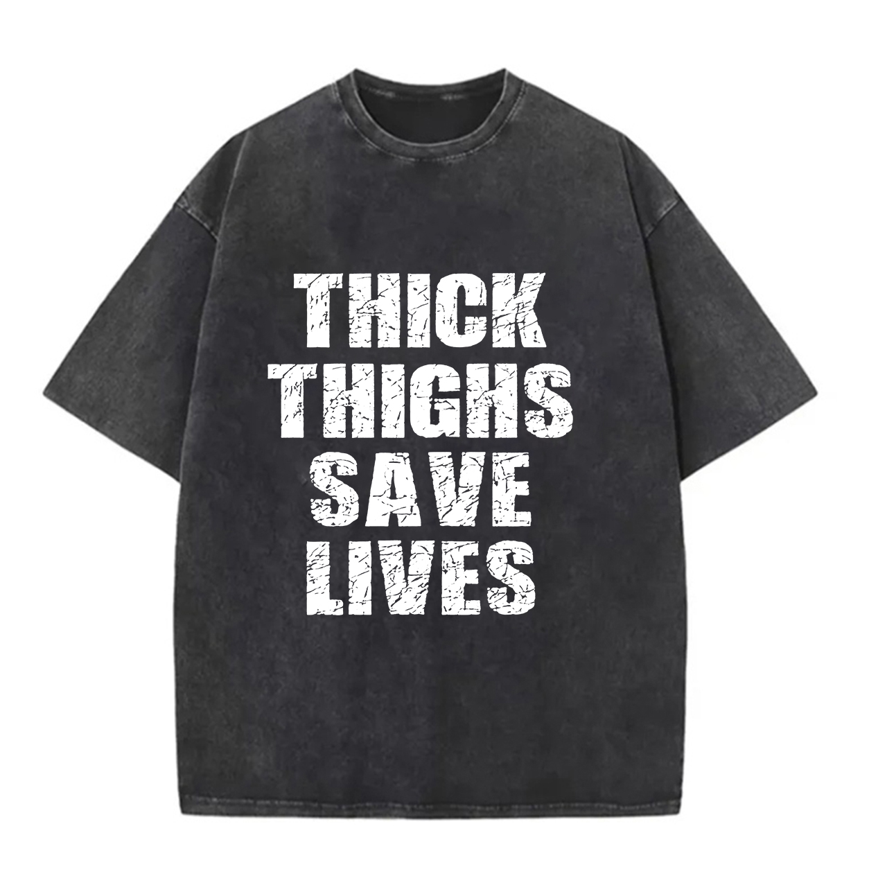 Thick Thighs Save Lives Printed Unisex Washed T-Shirt-traneing