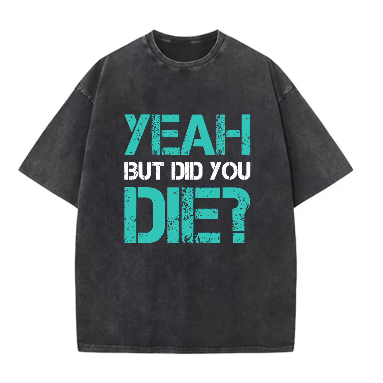 Yeah But Did You Die? Printed Unisex Washed T-Shirt-traneing