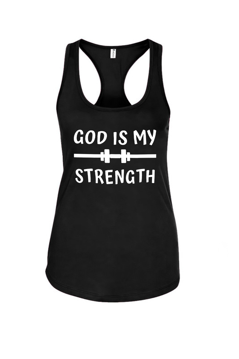 God Is My Strength Printed Racerback Tank Tops-traneing