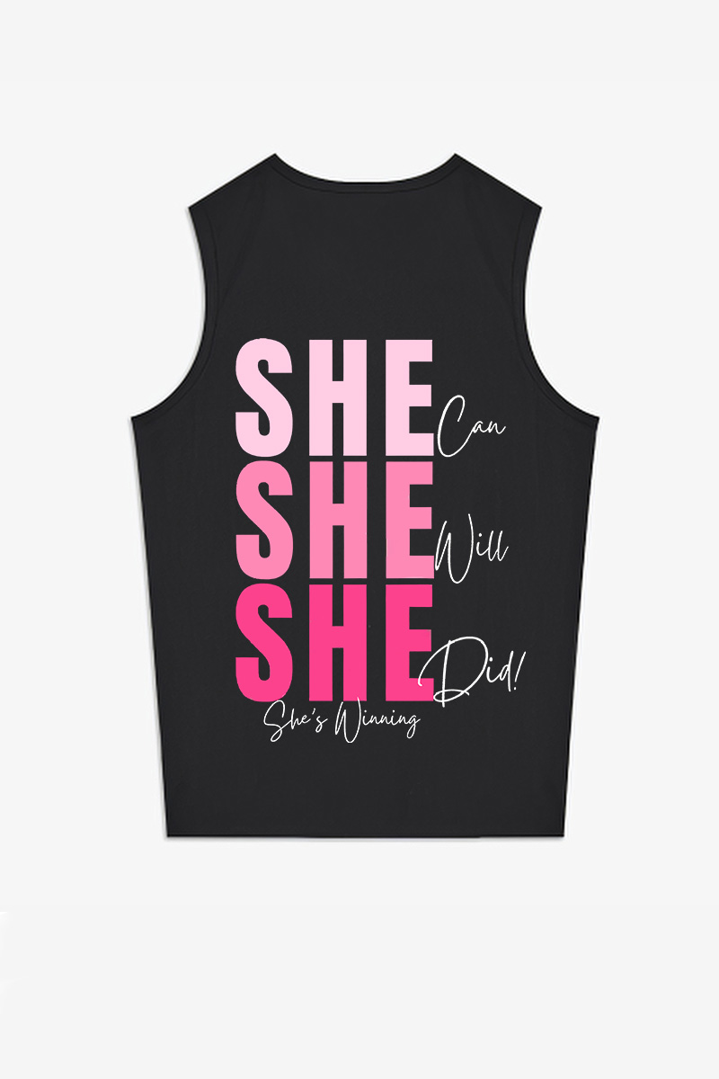 She Can She Will She Did Printed Women's Vest-traneing