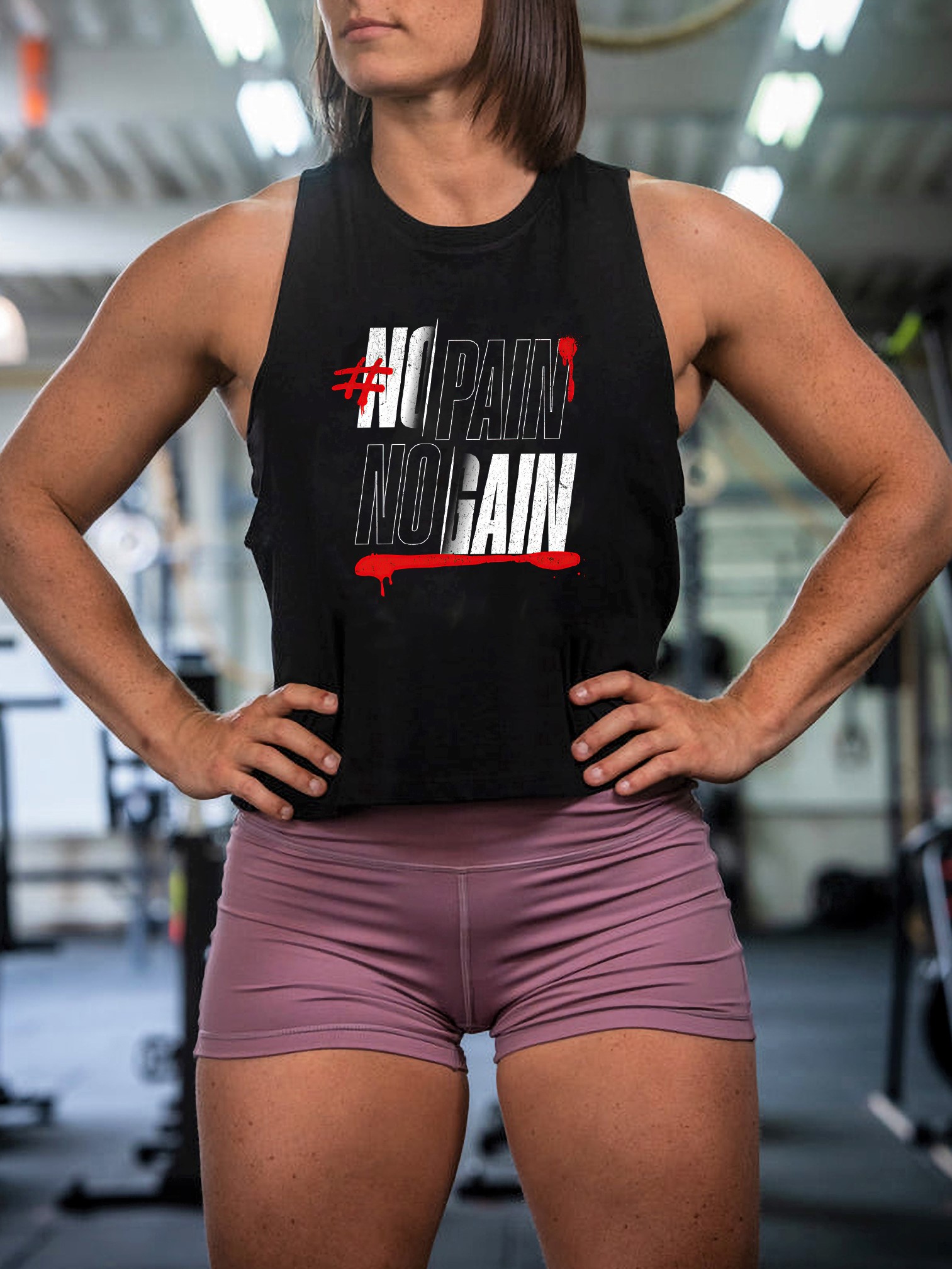 No Pain No Gain Printed Women's Vest-traneing
