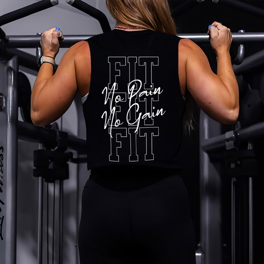 Fit No Pain No Gain Printed Women's Vest-traneing