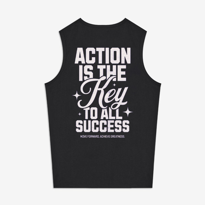Action Is The Key To All Success Printed Women's Vest-traneing