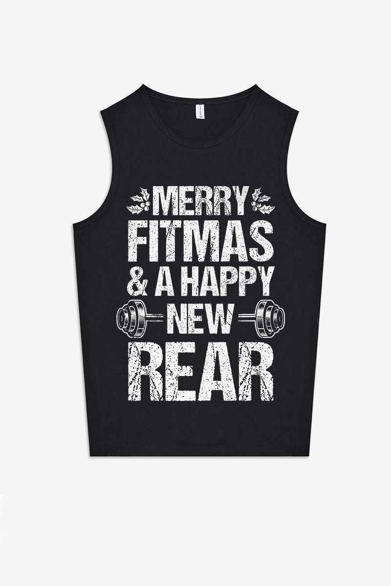 Merry Fitmas & A Happy New Rear Printed Women's Vest-traneing