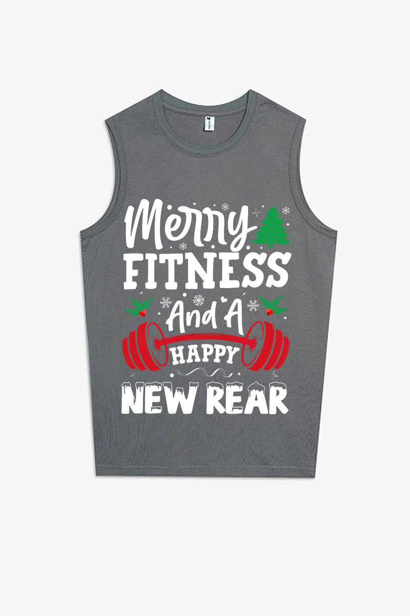 Merry Fitness And A Happy New Rear Printed Women's Vest-traneing