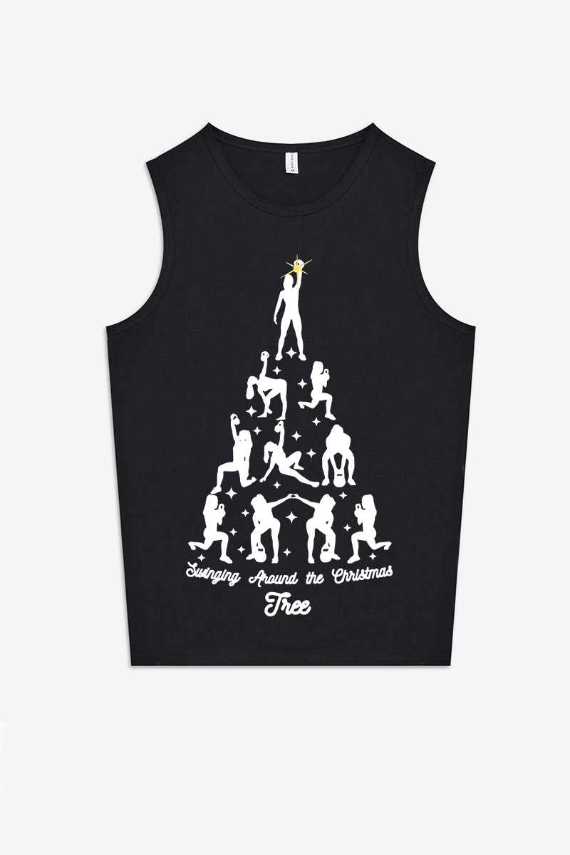 Swinging Around the Christmas Tree Printed Women's Vest-traneing