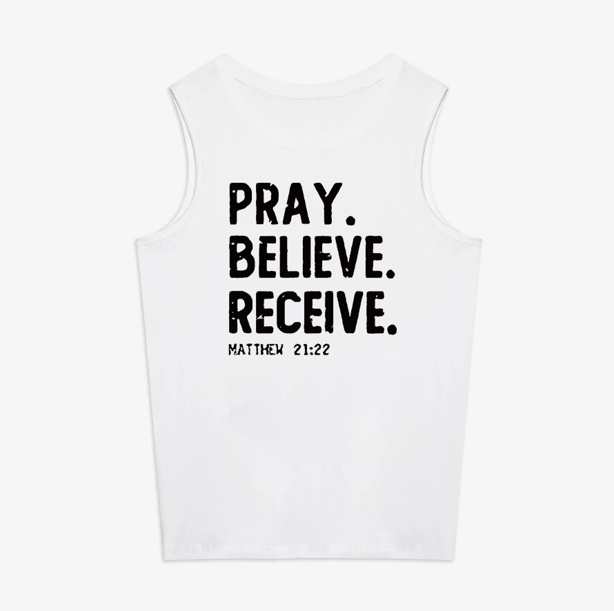 Pray Believe Receive Printed Women's Vest-traneing
