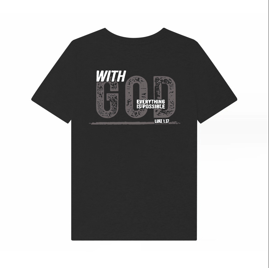 With God Everything Is Possible Printed Women's T-shirt-traneing