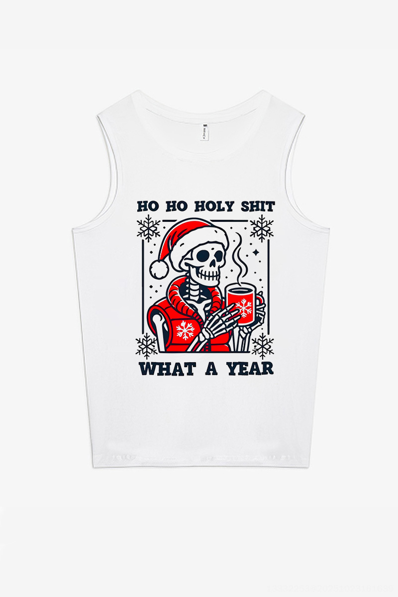 What A Year Christmas Printed Women's Vest-traneing