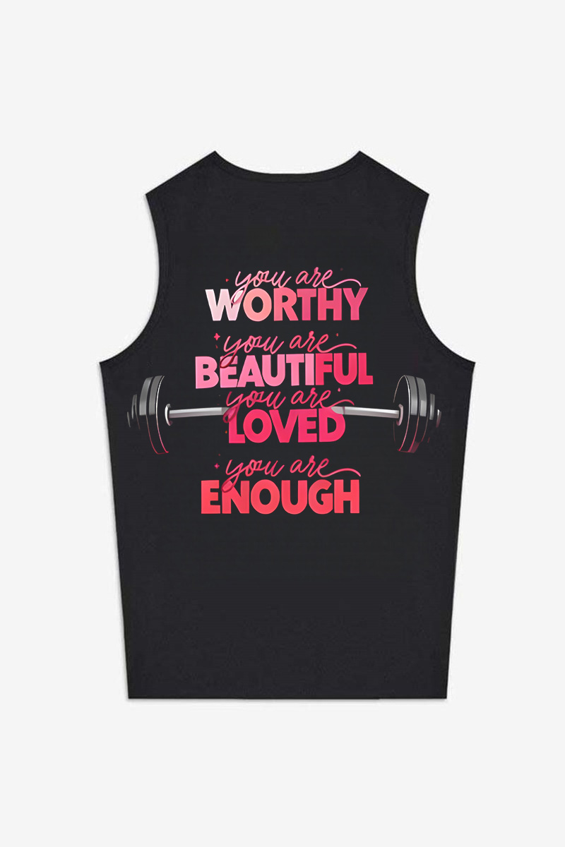 You Are Worthy You Are Beautiful Printed Women's Vest-traneing