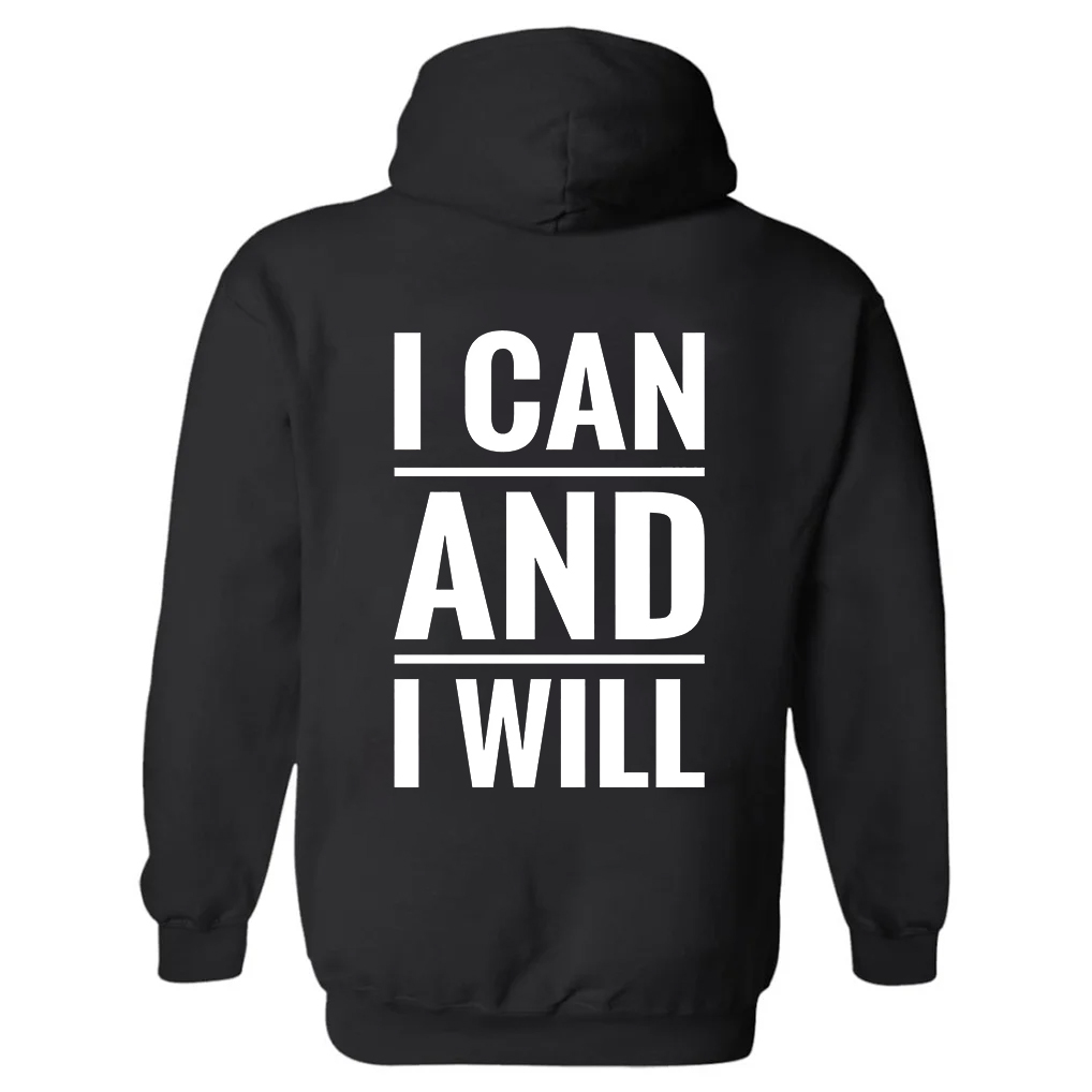 I Can And I Will Printed Women's Heavyweight  Hoodie with Drawstring-traneing