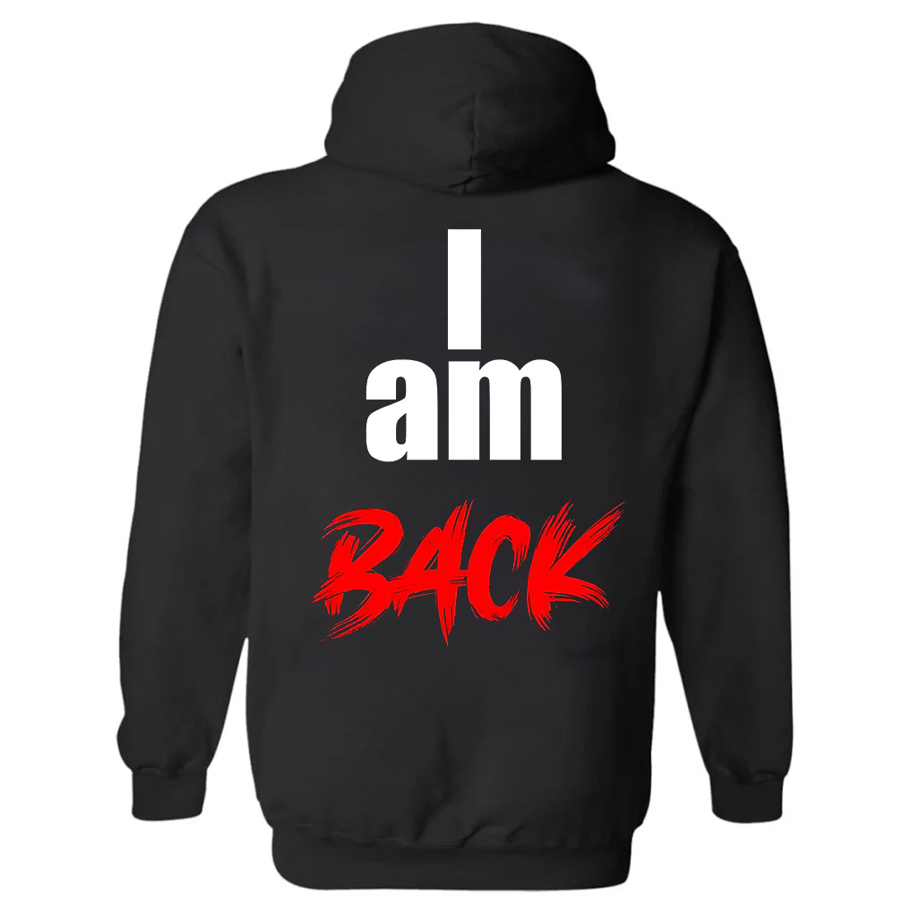 I Am Back Printed Women's Heavyweight Hoodie with Drawstring-traneing